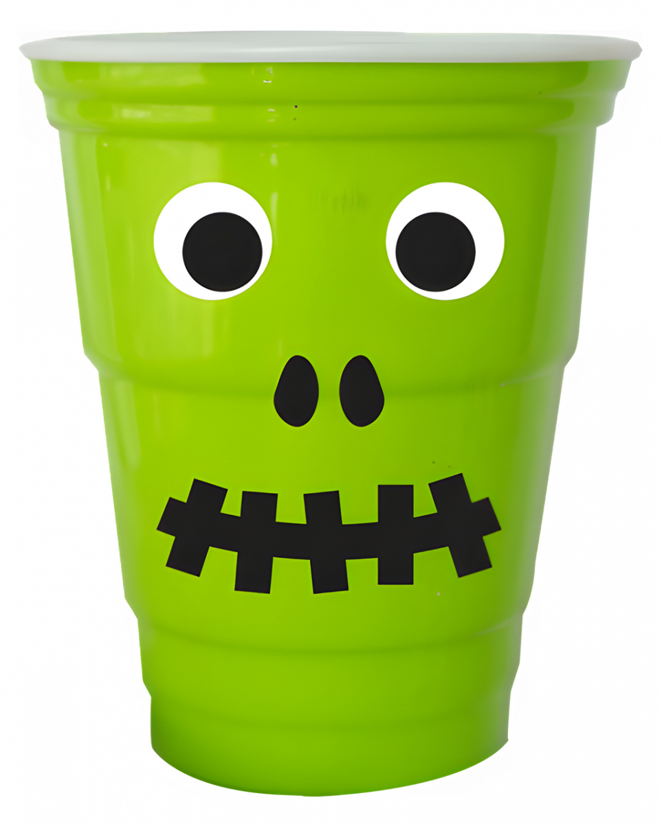 Grüner Monster Trinkbecher mit Wackelaugen ordern ★ von Karneval Universe