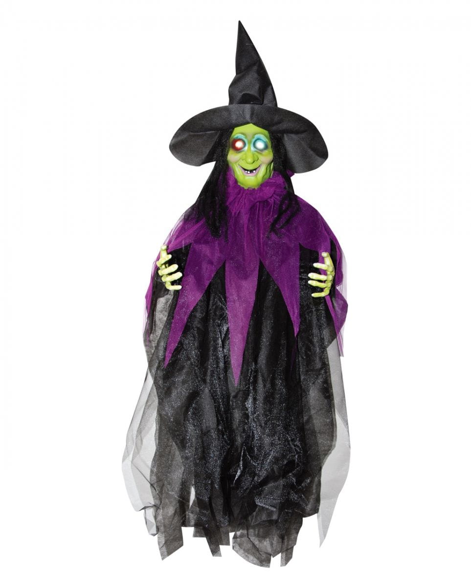 Gruselige Hexe mit Leuchtaugen 87 cm als Deko von Karneval Universe