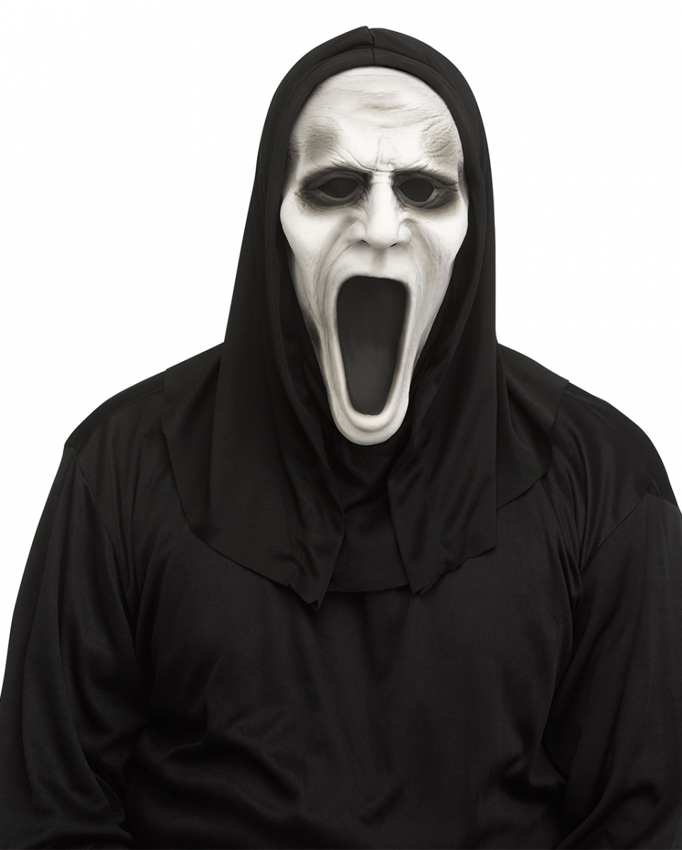 Halbmaske Silent Screamer mit Kapuze  Grusel-Maske von Karneval Universe
