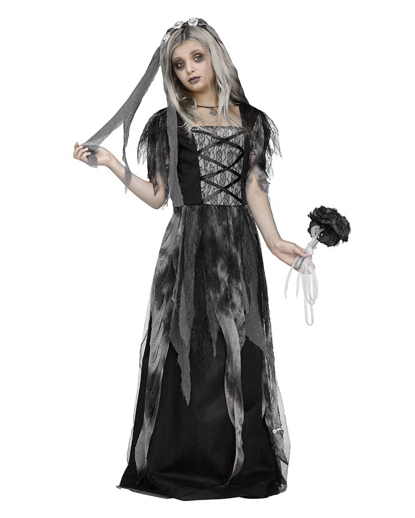 Halloween Brautkleid Kinderkostüm mit Schleier  Edle Halloween Teenager Kleider L von Karneval Universe