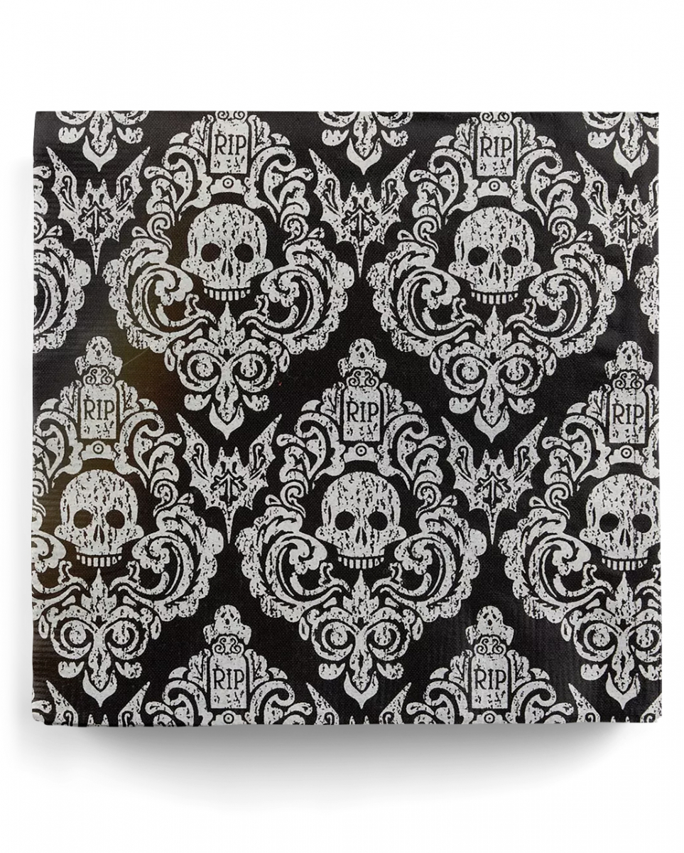 Halloween Damast Stoffserviette mit Totenköpfen ➔ von Karneval Universe