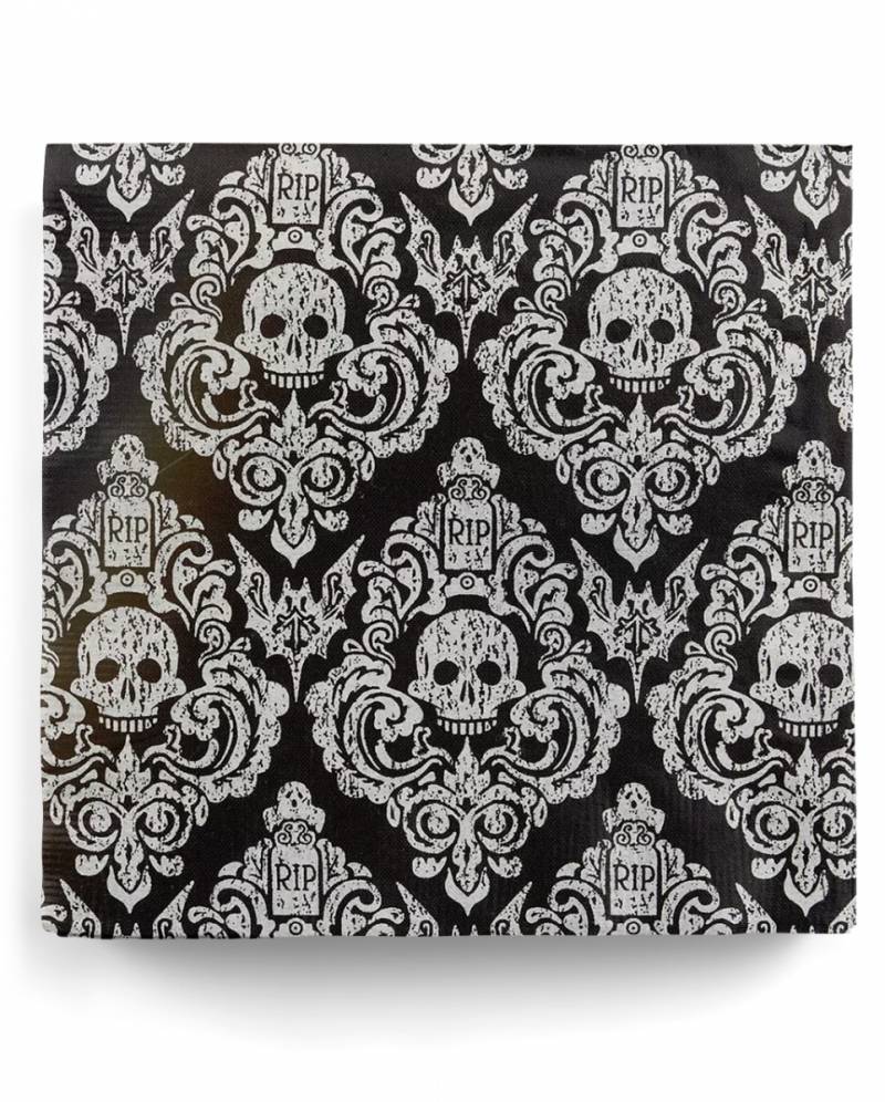 Halloween Damast Stoffserviette mit Totenköpfen ➔ von Karneval Universe