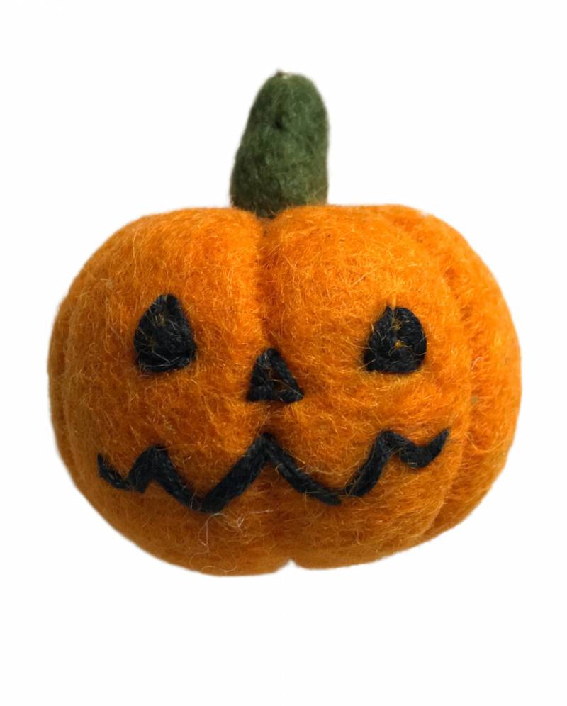 Halloween Kürbis mit Gesicht aus Wollfilz ➤ von Karneval Universe