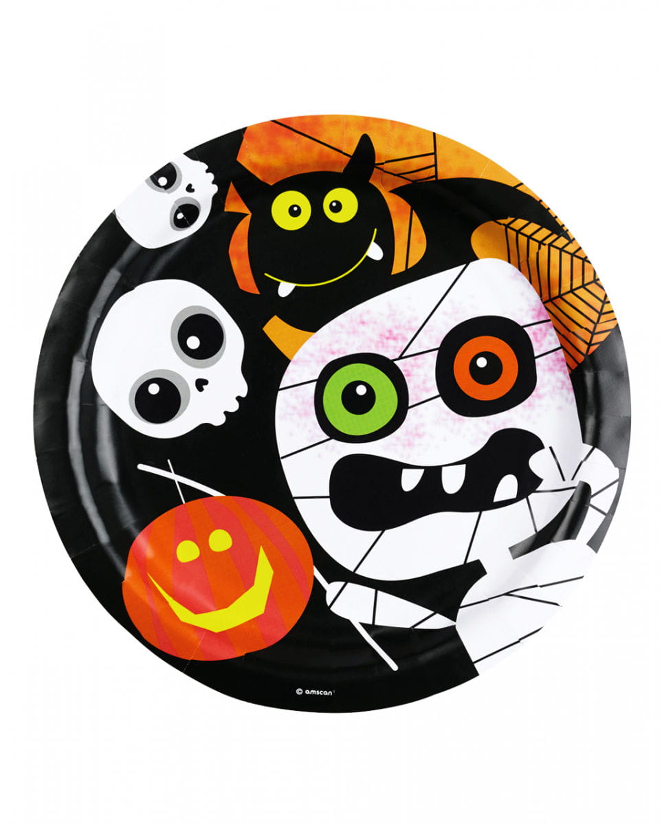 Halloween Monster Partyteller 8 Stück  Pappteller von Karneval Universe