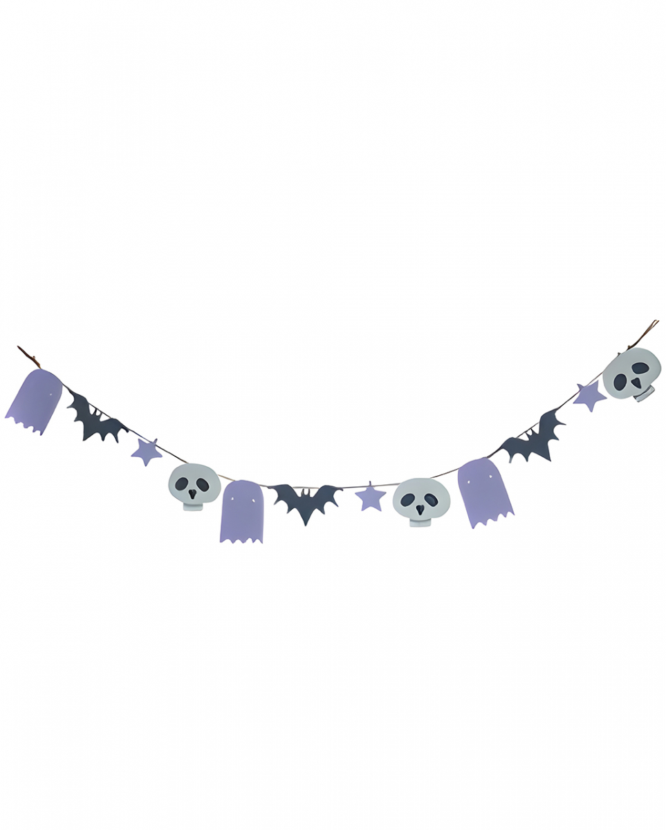 Halloween Motiv Holz Girlande Pastellfarben 110cm ✰ von Karneval Universe