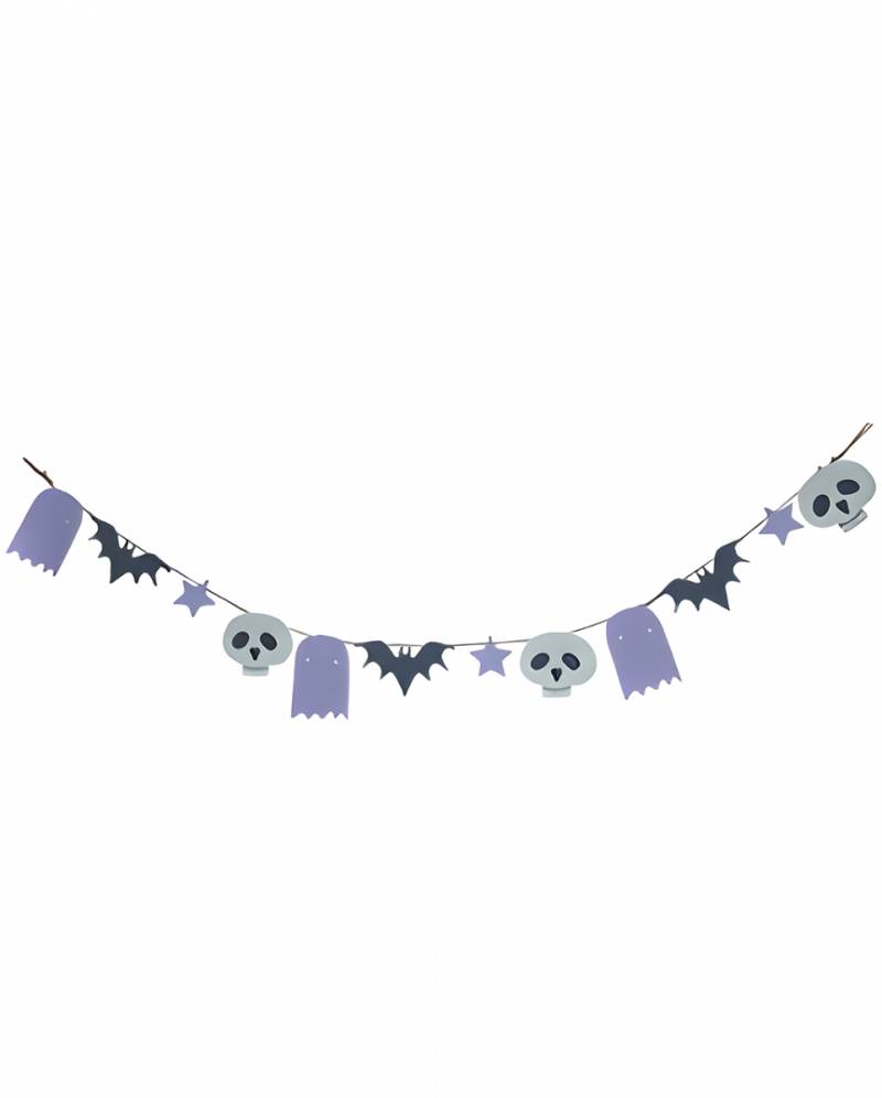 Halloween Motiv Holz Girlande Pastellfarben 110cm ✰ von Karneval Universe