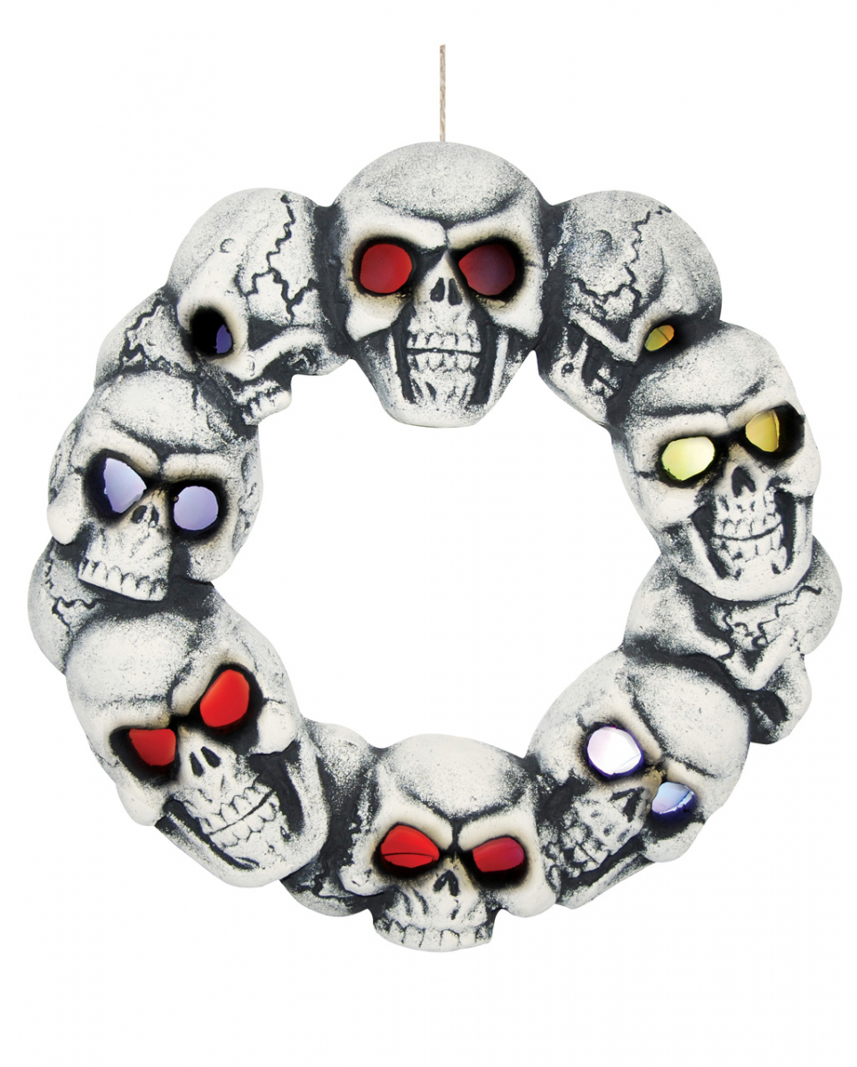 Halloween Totenkopf Türkranz mit LED Augen ➤ Deko von Karneval Universe