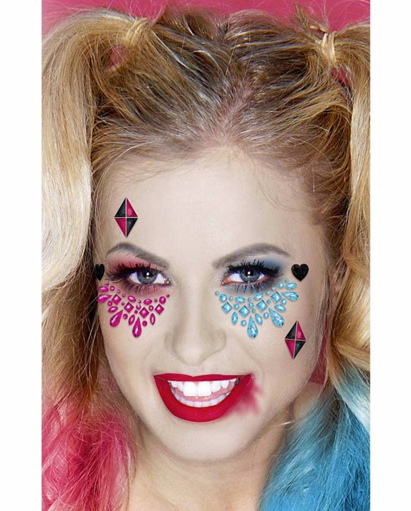 Harlequin Superheldin Make-Up Aufkleber ◇◆ von Karneval Universe