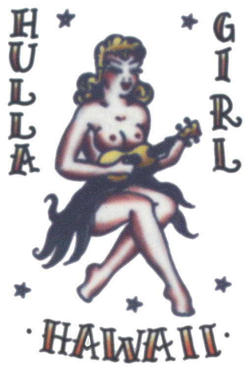 Hawaii Girl Aufklebe Tattoo  Südsee Tattoo für Karneval von Karneval Universe