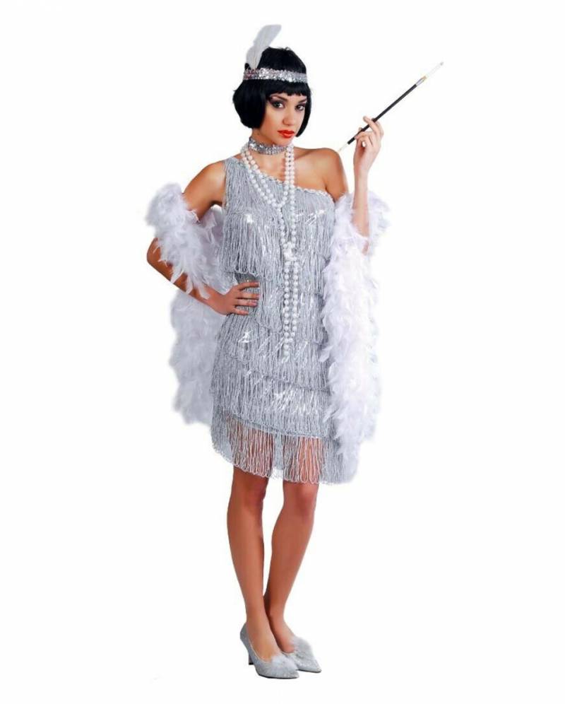 Heißes Charleston Kleid Silber für Fasching & Karneval 42/44 von Karneval Universe
