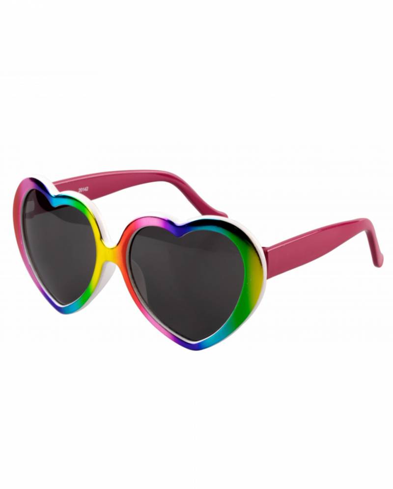 Herz Brille in Regenbogenfarben ➔ Hippies von Karneval Universe