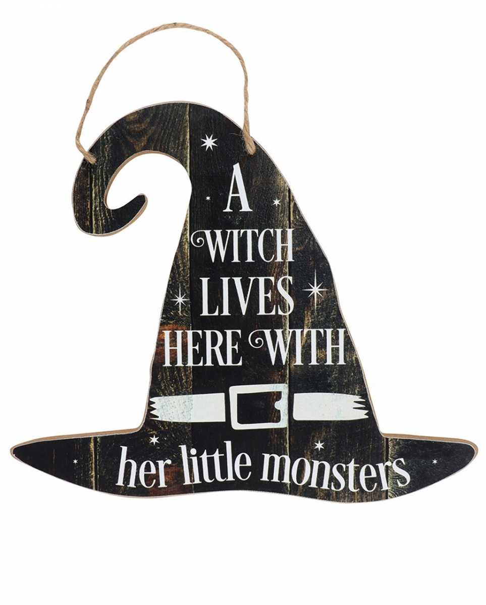 Hexenhut Schild A Witch Lives Here 35cm ✪ von Karneval Universe