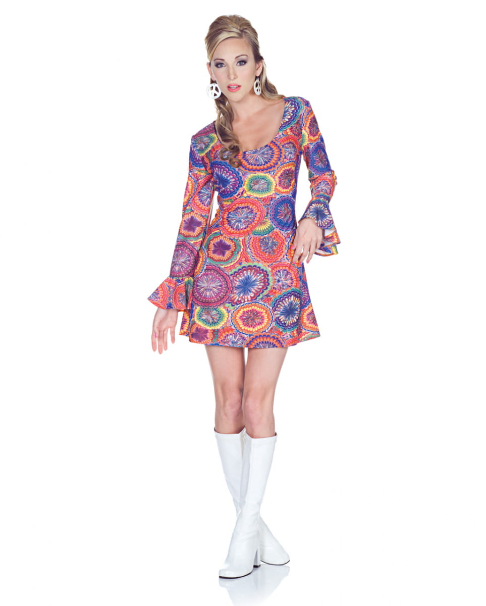 Hippie Minikleid Psychedelic XL für Fasching von Karneval Universe