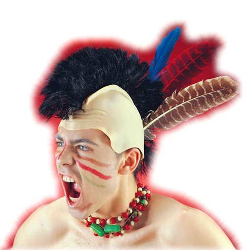 Irokesen Perücke Mohawk mit Federn   Punk Perücken von Karneval Universe