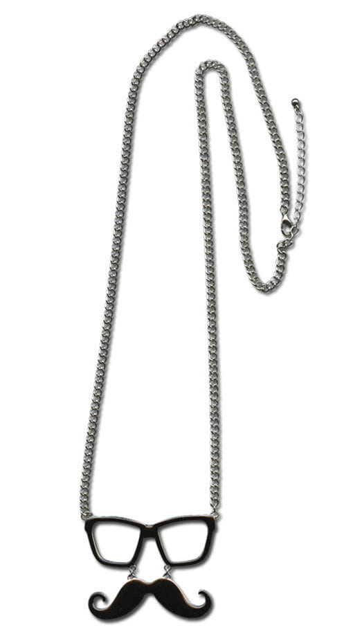 Kette mit Brille und Mustache -Mustache Kette-Nerdbrille Kette von Karneval Universe