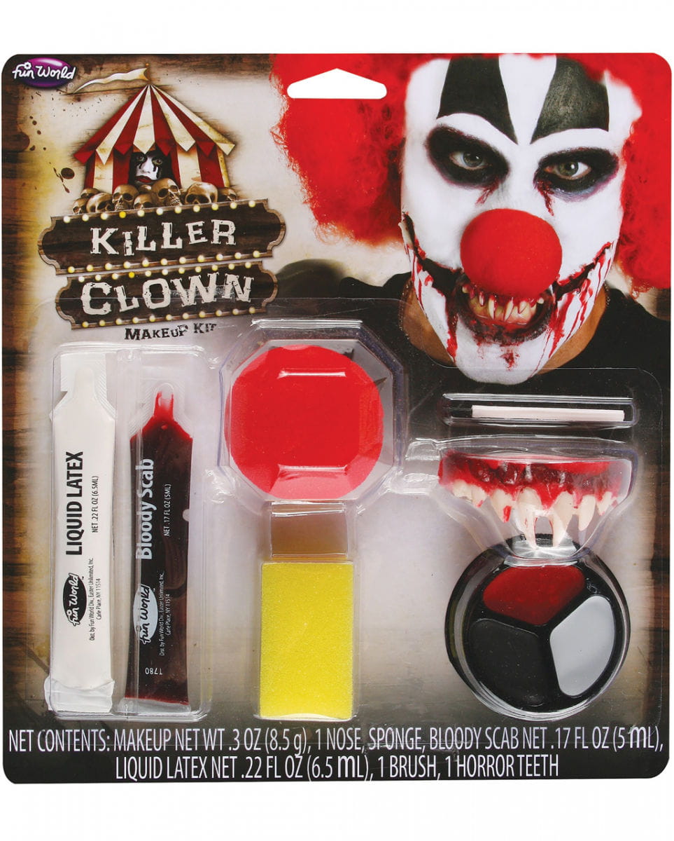 Killer Clown Schminkset 9-tlg. gruselig✓ kaufen! von Karneval Universe