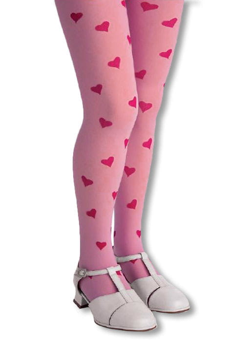 Kinder Herzstrumpfhose rosa Kostümzubehör von Karneval Universe