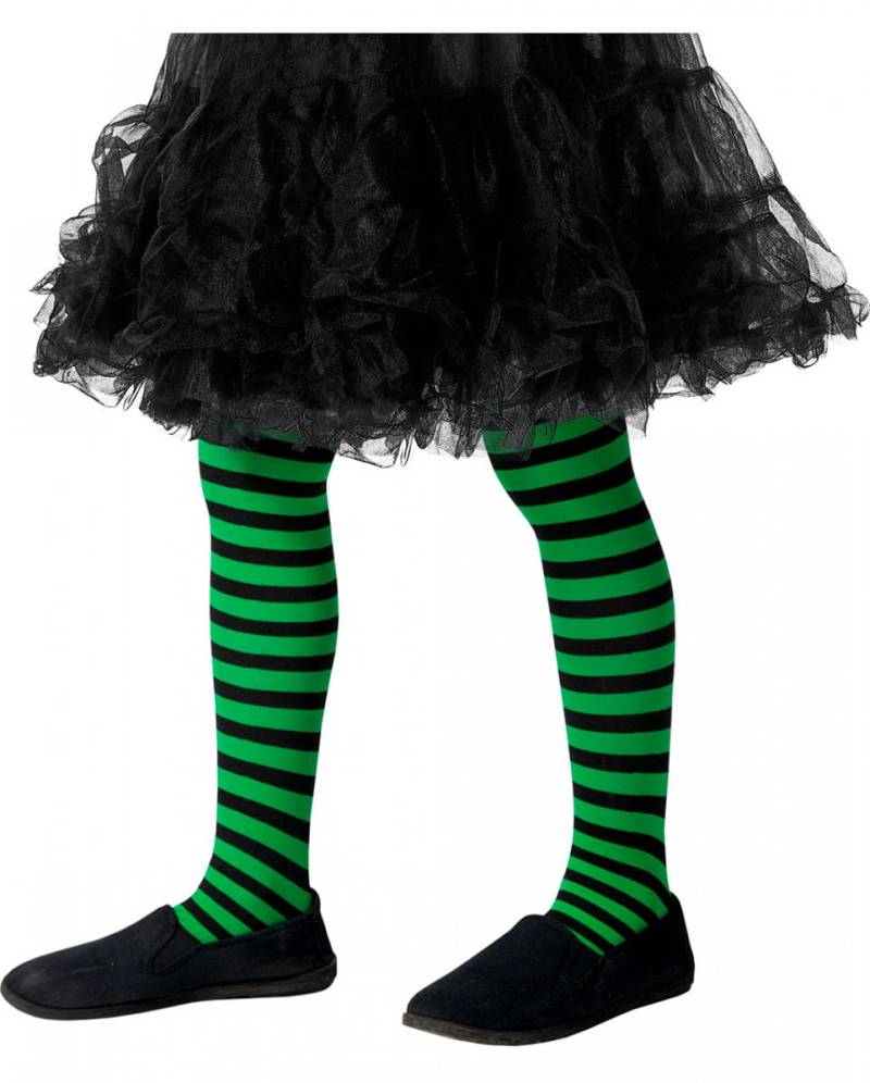 Kinderstrumpfhose grün-schwarz gestreift für Karneval & Fasching von Karneval Universe