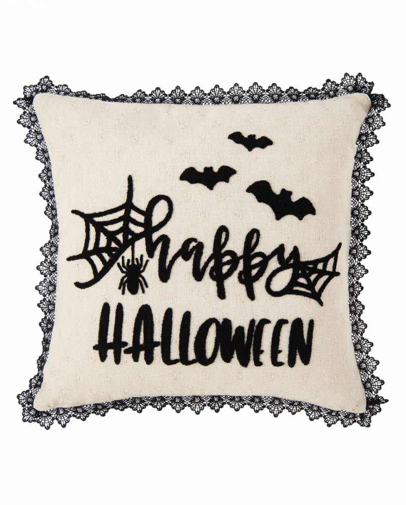 Kissen Happy Halloween mit Spitzenborte 45 cm ✰ von Karneval Universe