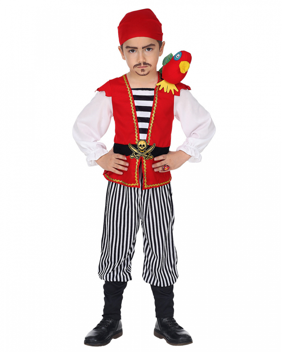 Kleiner Pirat Kinderkostüm mit Papagei für Fasching XXS/104 von Karneval Universe