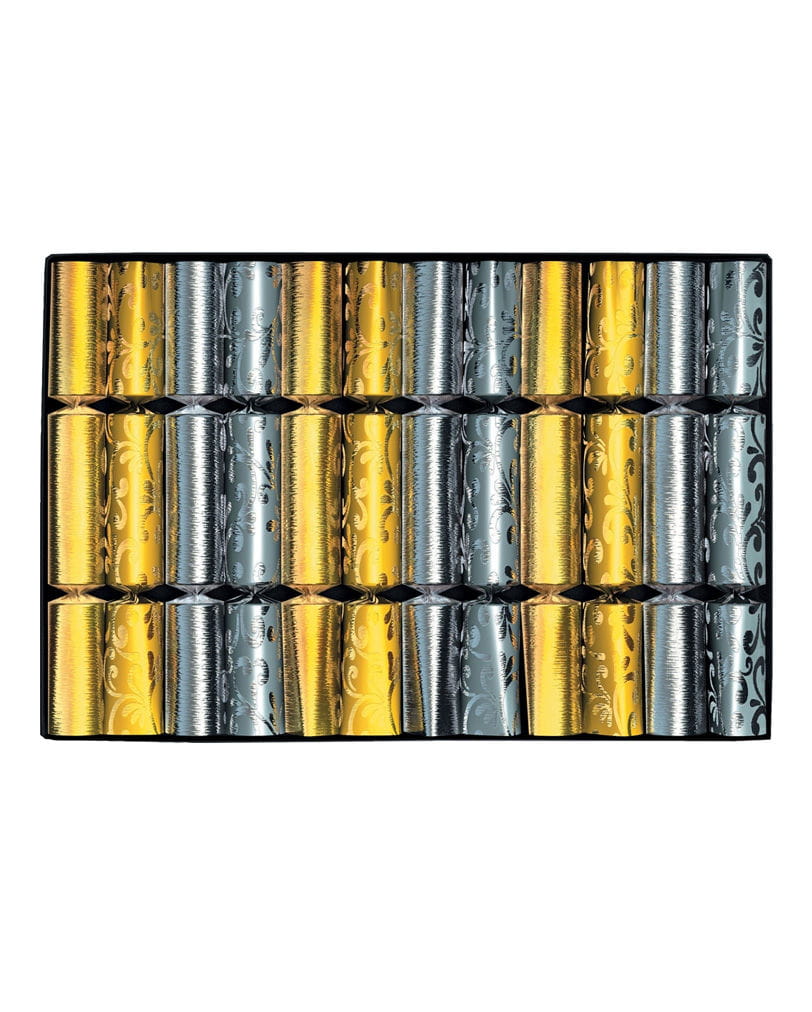 Knallbonbons mit Glanzdekor Gold/Silber 12 St.  als feierliche von Karneval Universe