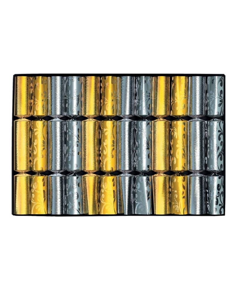 Knallbonbons mit Glanzdekor Gold/Silber 12 St.  als feierliche von Karneval Universe