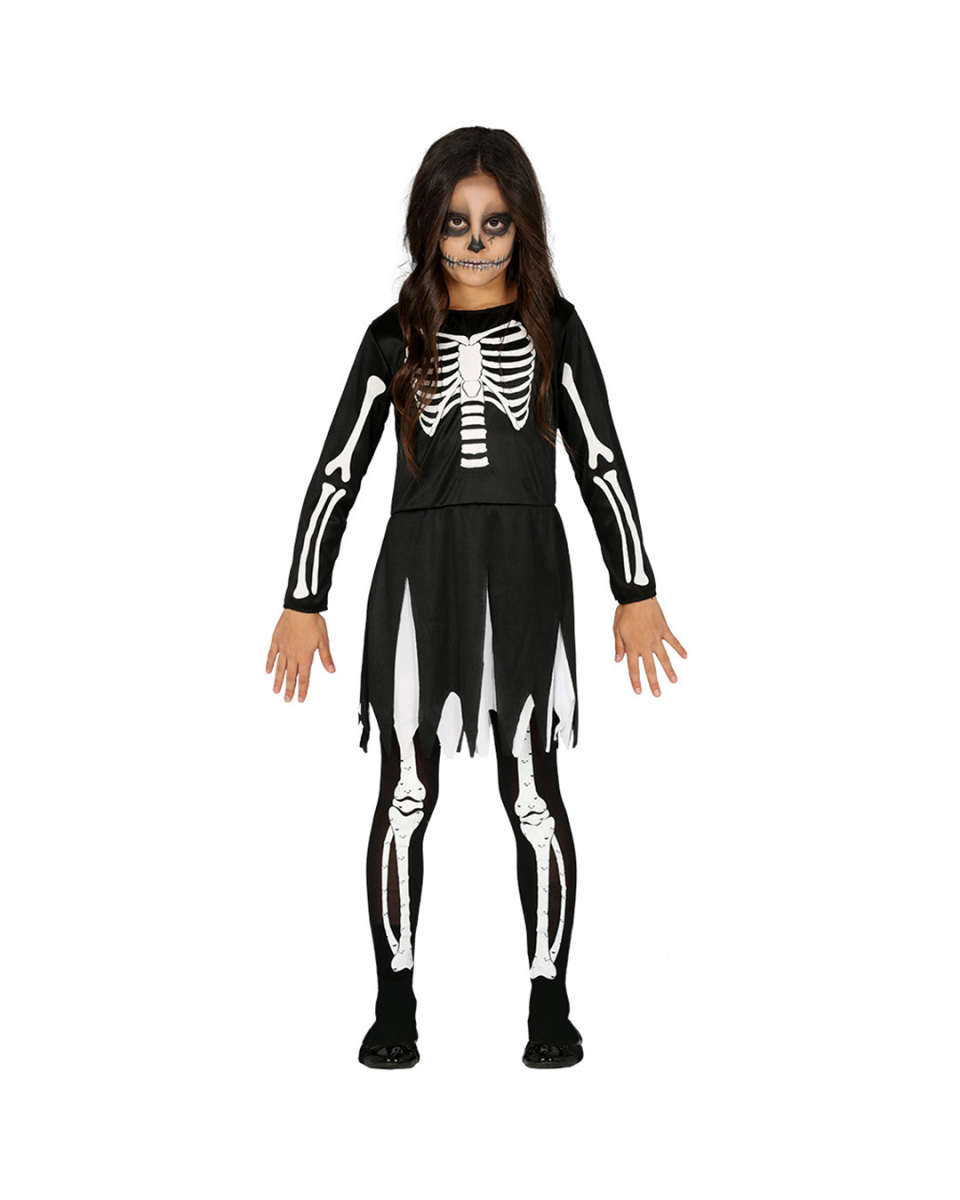Knochen Mädchen Kinder Kostüm für Halloween ? 7-9 Jahre von Karneval Universe