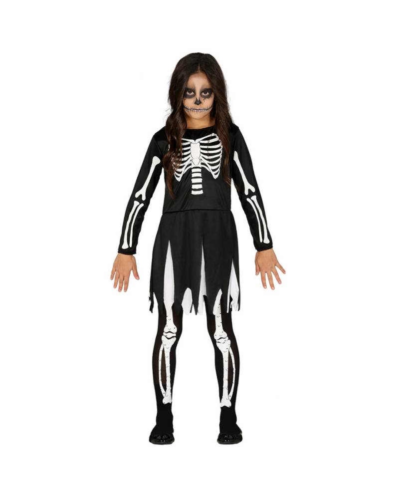 Knochen Mädchen Kinder Kostüm für Halloween ? 7-9 Jahre von Karneval Universe