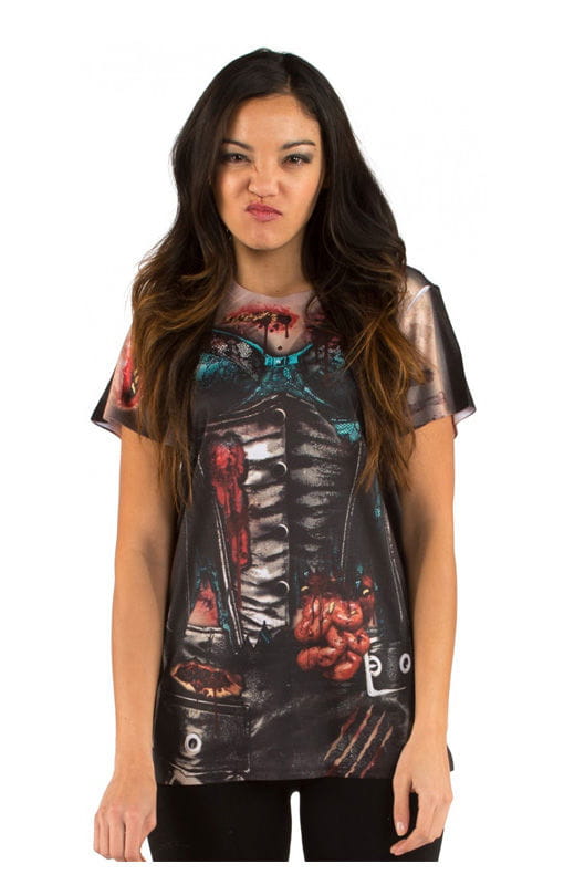Korsett Zombie Damen Fun-Shirt Damen T-Shirt mit Zombie Aufdruck S / 36 Korsett Zombie Damen Fun-Shirt Damen T-Shirt mit Zombie Aufdruck S / 36 von Karneval Universe