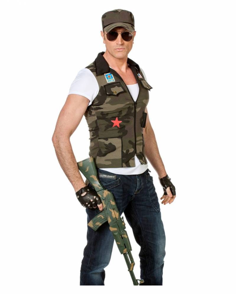 Kostüm-Weste Army mit Kappe für Fasching 60 von Karneval Universe
