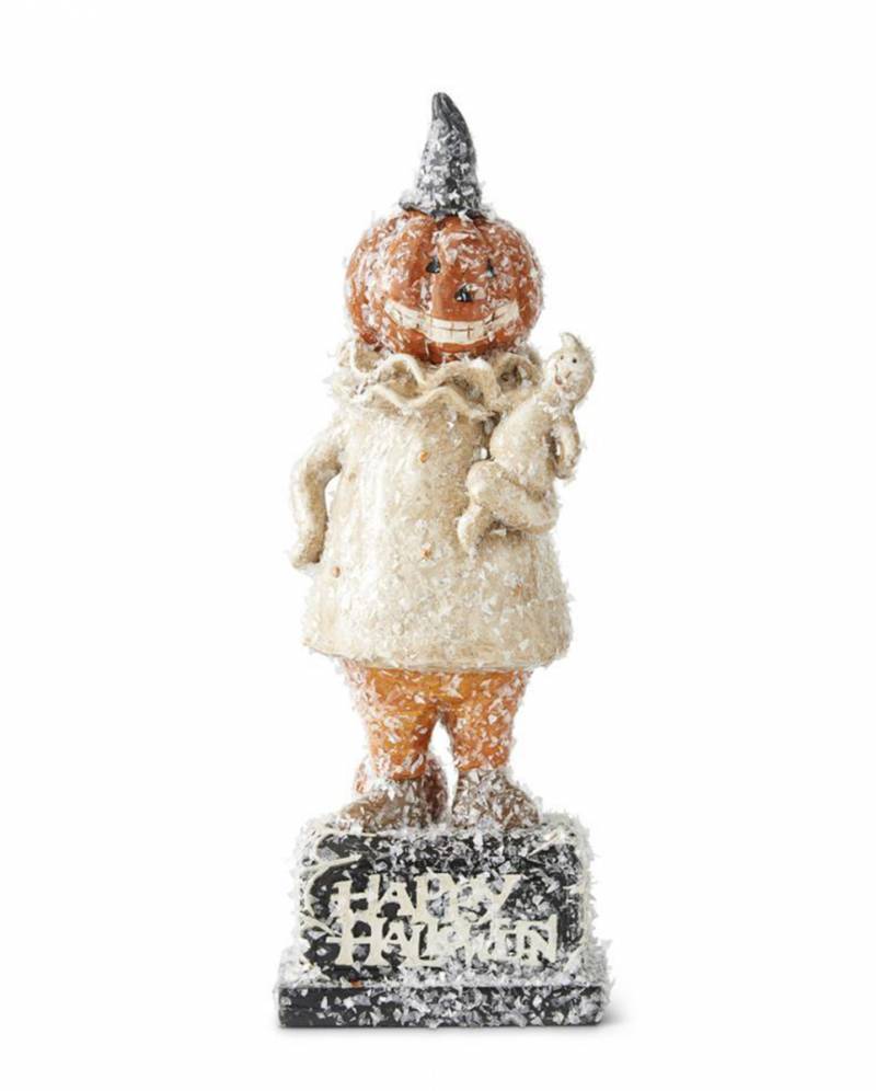 Kürbis Männchen Figur mit Geist & Glitter Flocken 28cm ★ von Karneval Universe