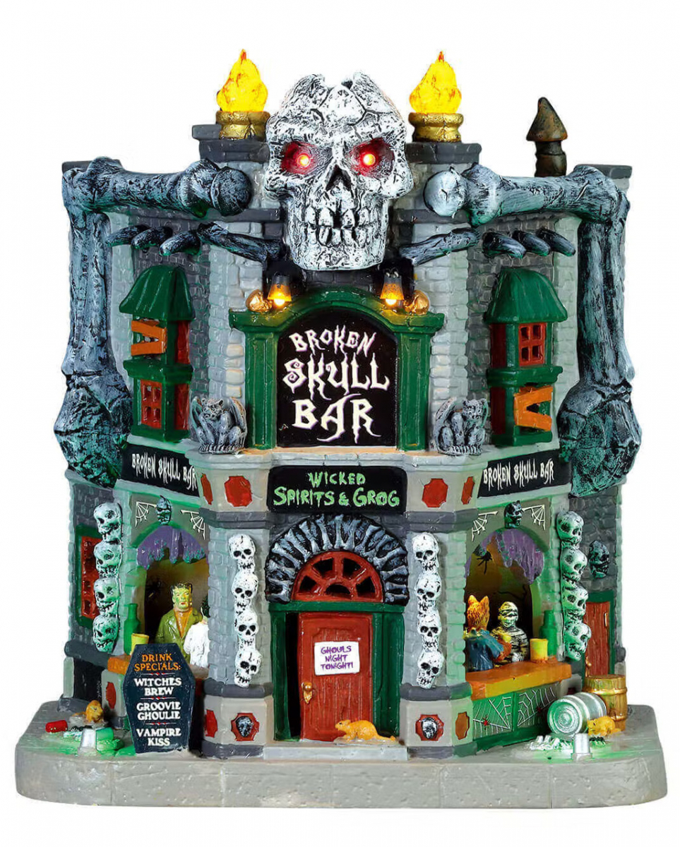 Lemax Spooky Town - Gebrochener Schädel Bar  Halloween Dorf von Karneval Universe