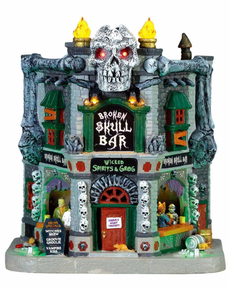 Lemax Spooky Town - Gebrochener Schädel Bar  Halloween Dorf von Karneval Universe