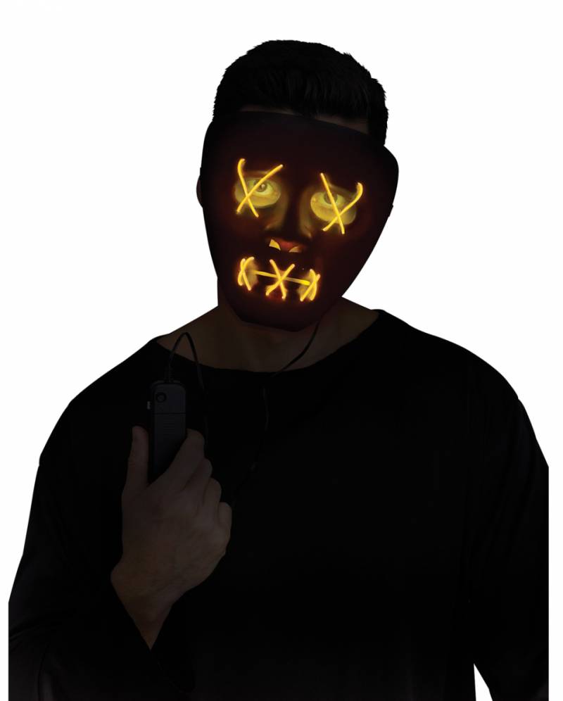 Leuchtende LED Maske Gelb - Schwarz kaufen von Karneval Universe