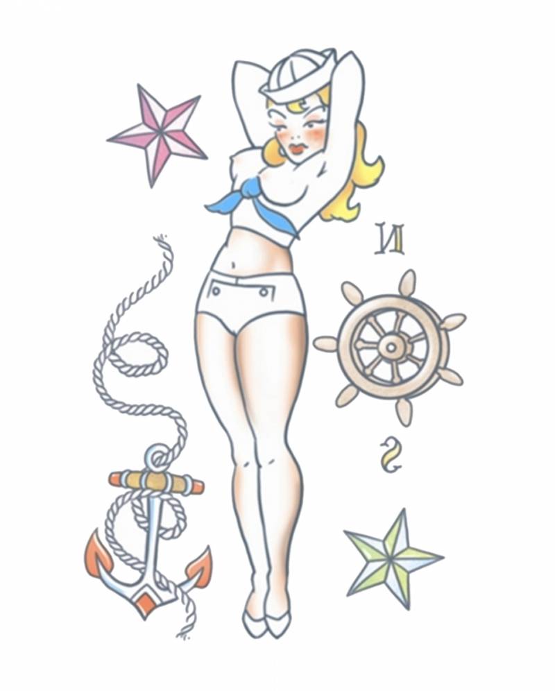 Matrosen Pin Up Tattoo zum Aufkleben kaufen von Karneval Universe