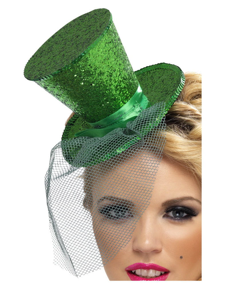 Mini Hut grün mit Tüll   St. Patricks Day Mini Zylinder von Karneval Universe