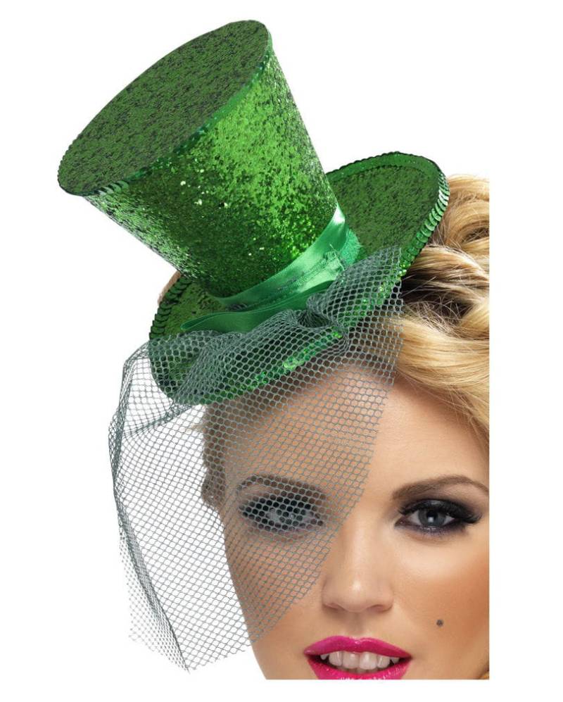 Mini Hut grün mit Tüll   St. Patricks Day Mini Zylinder von Karneval Universe