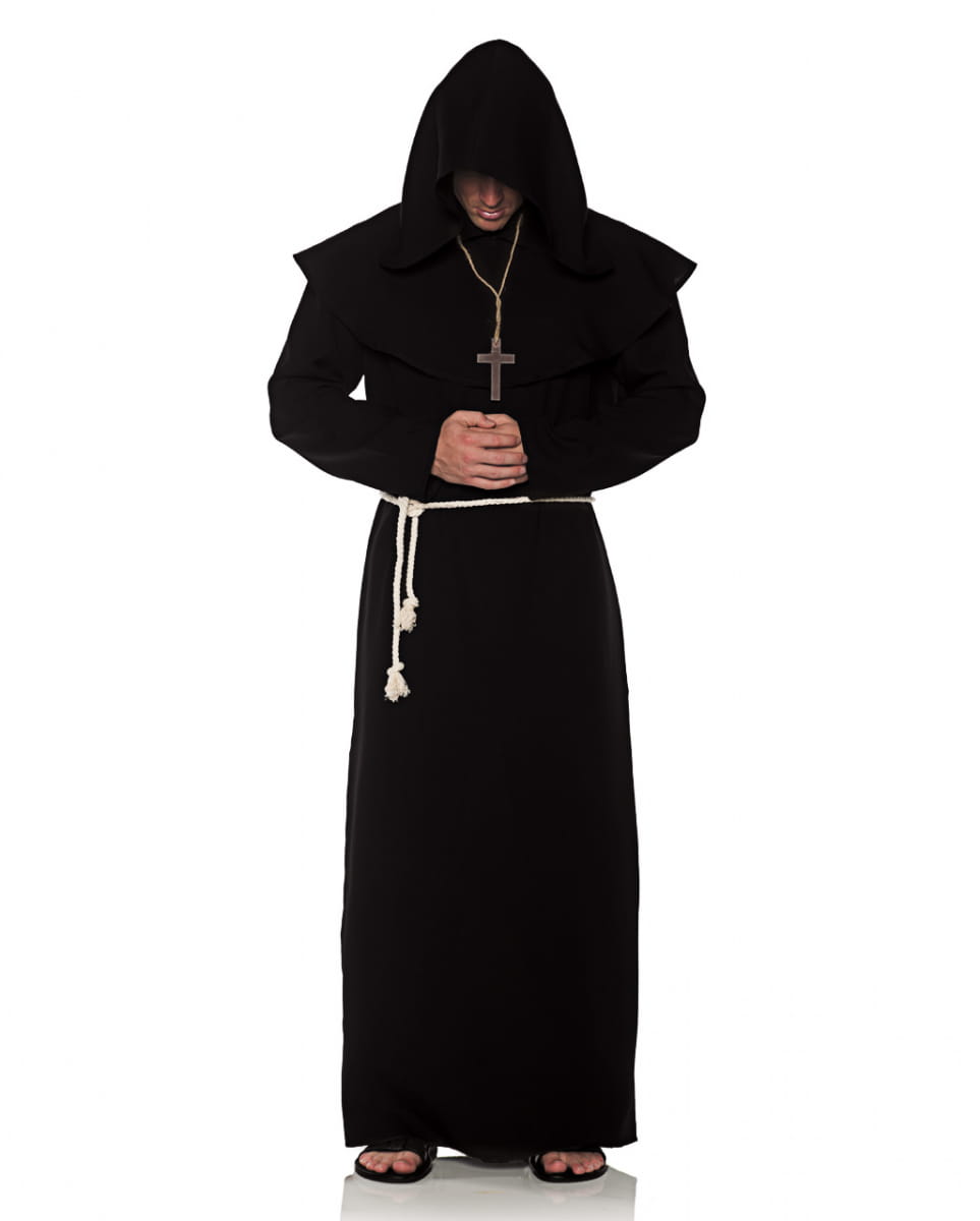 Mönchsrobe Männerkostüm schwarz  Kloster Kostüm XXL von Karneval Universe