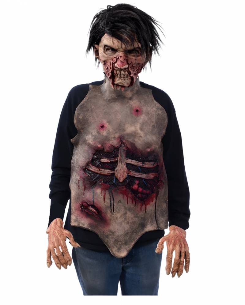 Monströser Zombie Oberkörper mit Rippenfraktur als Kostümzubehör von Karneval Universe