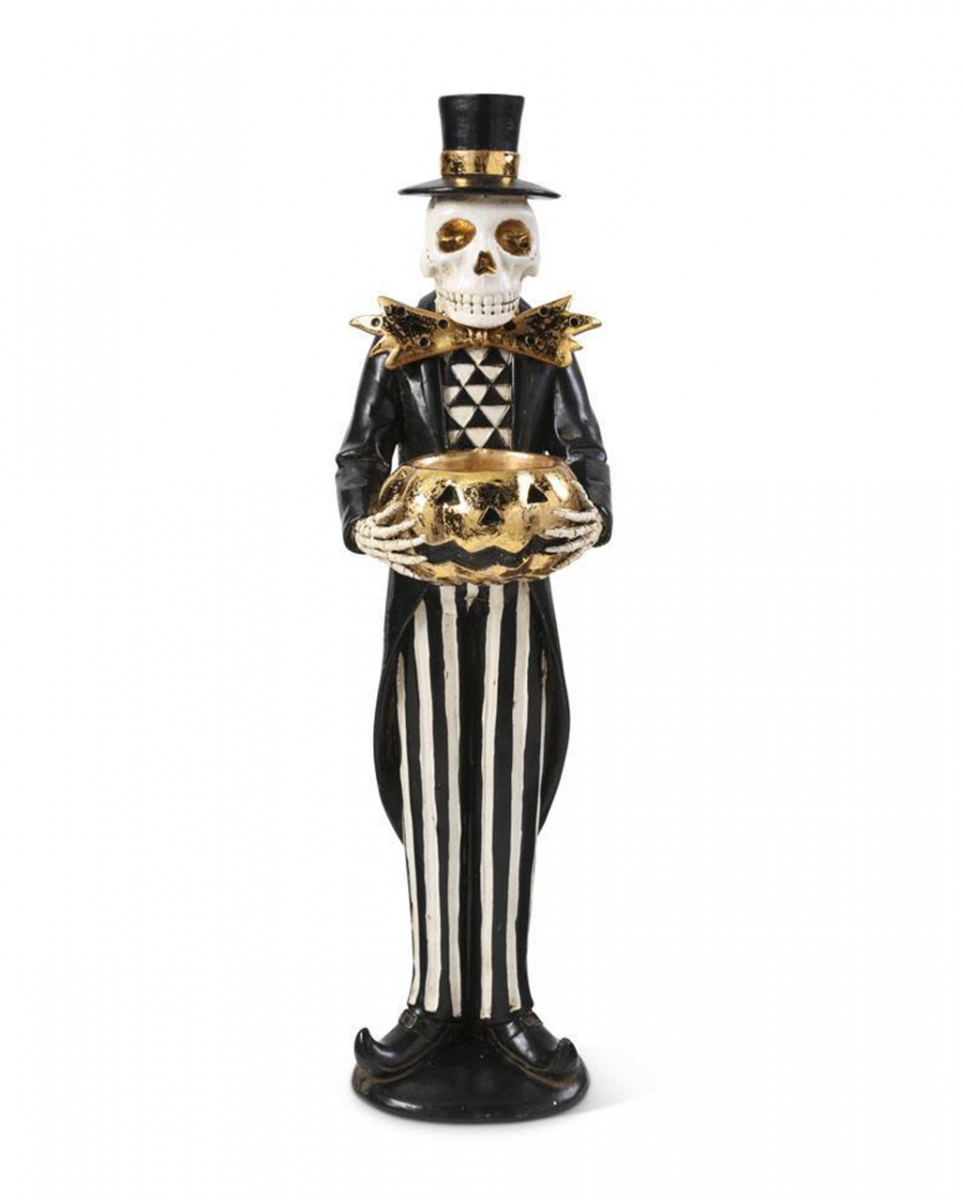 Mr Skelett mit goldenem Kürbis Teelichthalter ? von Karneval Universe