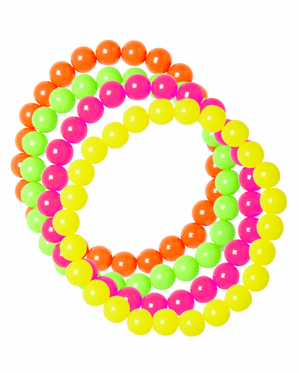 Neon Perlenarmband 4er Set Neonschmuck für die 80er Jahre Party Neon Perlenarmband 4er Set Neonschmuck für die 80er Jahre Party von Karneval Universe