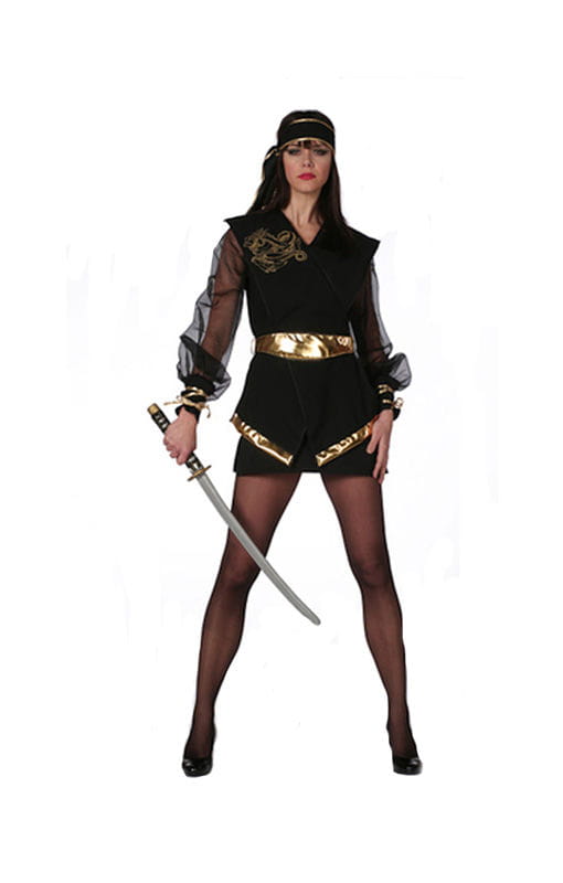 Ninja Dragonlady Kostüm Plus Size   Schwarze Ninja-Verkleidung für Frauen XL / 42 von Karneval Universe