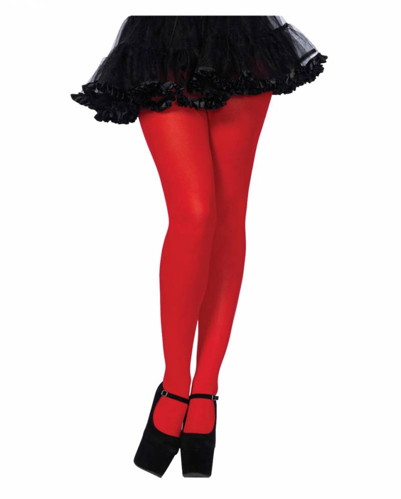 Nylon Strumpfhose Blickdicht Rot für Teufelinnen von Karneval Universe