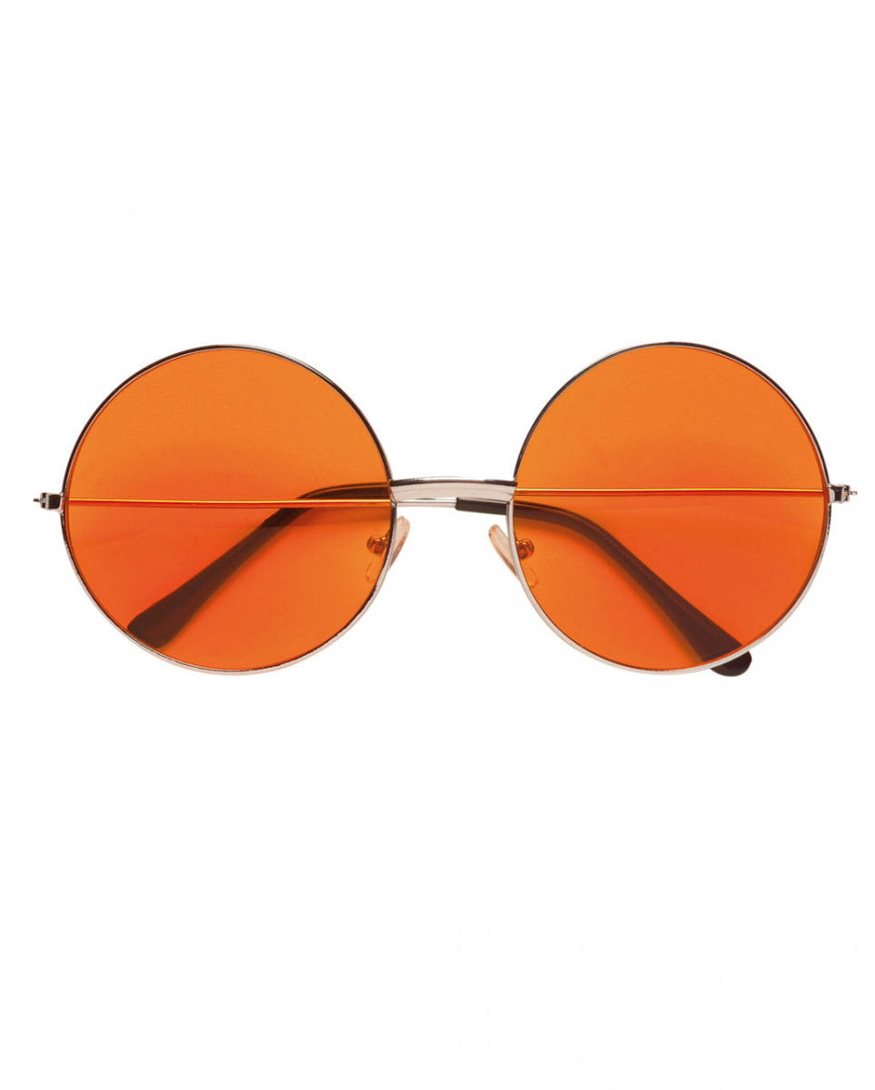 Orange 70er Sonnenbrille Hippie Brille für Fasching von Karneval Universe