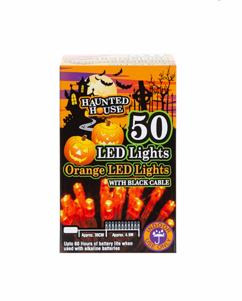Orange Lichterkette mit 50 LEDs 5m  Halloween Deko von Karneval Universe