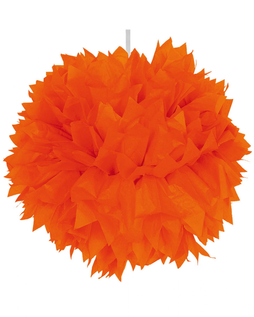 Oranger Pompom 30cm als fröhliche Tischdeko von Karneval Universe