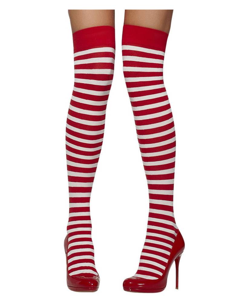Overknees rot-weiß gestreift für Karneval & Fasching von Karneval Universe