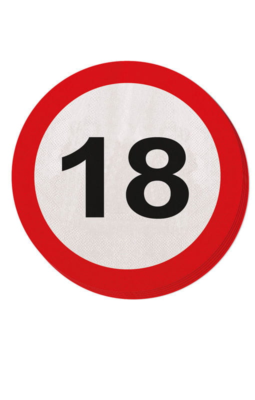 Papier-Serviette Verkehrsschild 18   Serviette für den 18. von Karneval Universe