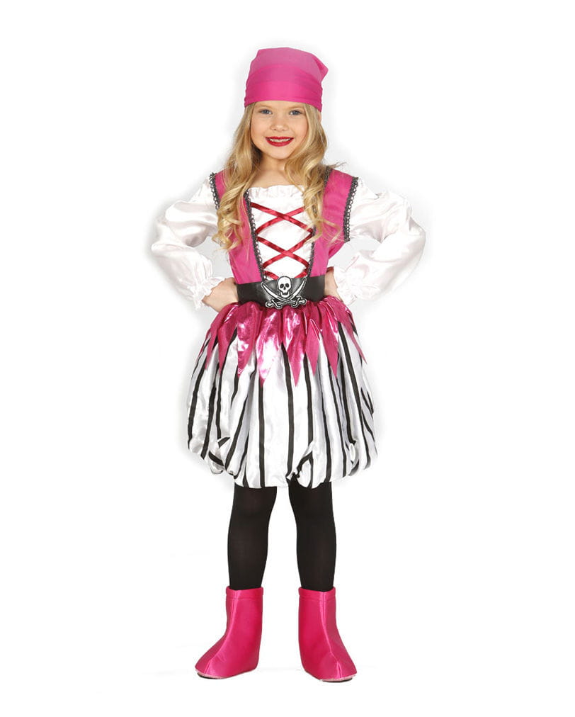 Pinke Piratentochter Kinderkostüm für Fasching & Kindergeburstage L (7-9) von Karneval Universe