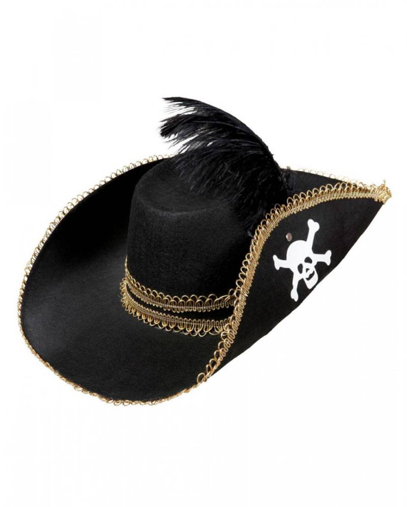 Piratenhut mit Totenkopf und Feder Seeräuber Hut von Karneval Universe